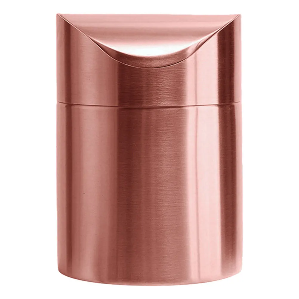 

Stainless Steel Trash Can Mini Desktop Garbage Bin Rose Gold Compact For Car Office Kitchen Use Multifunctional Waste