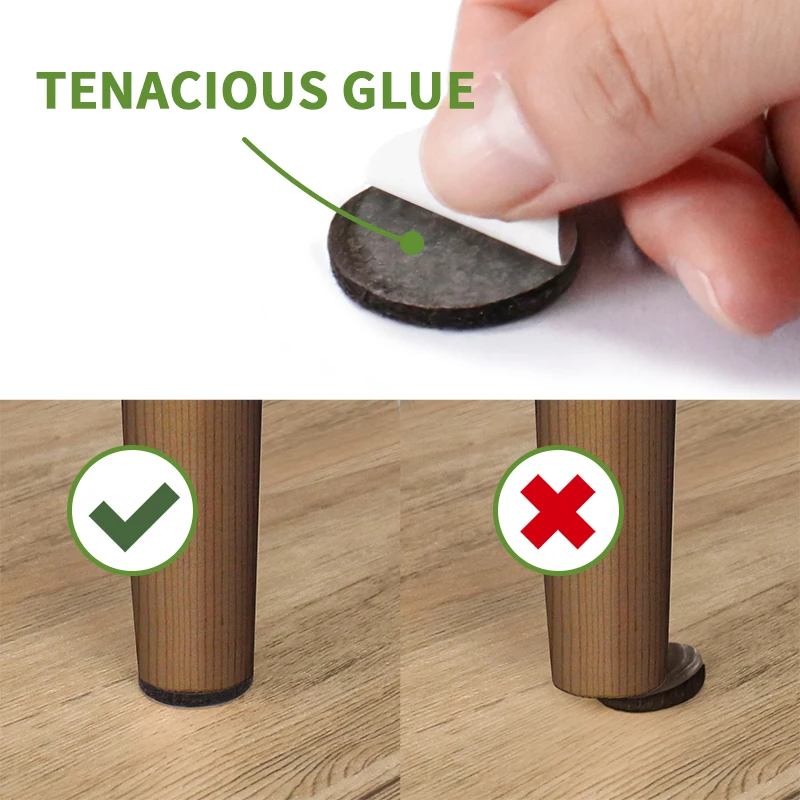 50 Pieces of Ordinary Brown Felt Pads and 2 Pieces of 15*15cm Furniture Felt Pad Set for Hardware and Wood Floor Protectors, Non-Slip Chair Leg