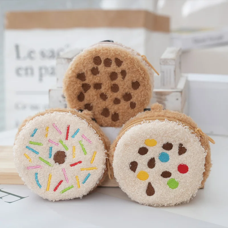 Round Cartoon Cute Coin Purse Kawaii Wallet Portable Plush Coin Bag Key Earphone Coin Organizer Pouch Zipper Bag kids Gift