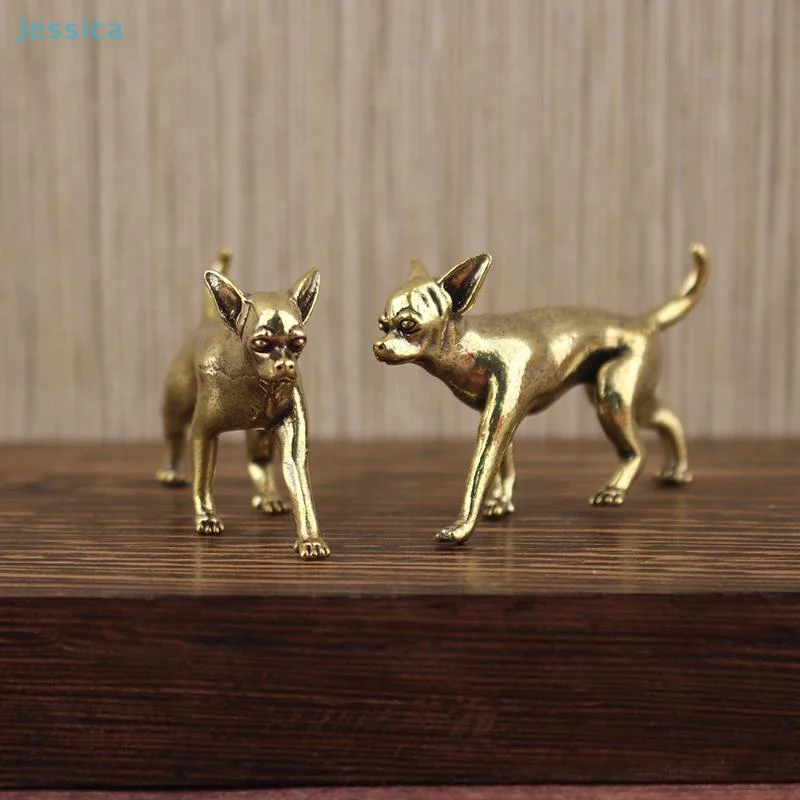 ♥♥♥♥Hairless Dog Puppy Brass Figurine Desktop Decorations - view 2