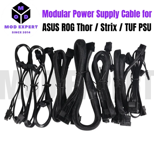 Cable de alimentación modular para ASUS ROG THOR/ STRIX/ TUF 750W 850W 1000W 1200W, GPU PCIe 8 pines, CPU 4+4 pines, SATA, Molex IDE, principal 24 pines