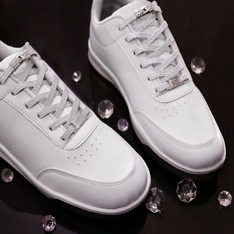 No Tie lacci per scarpe Bling Diamond Cross Locks ciondoli per lacci delle scarpe per le donne Sneakers Luxury Smart Buckle AF1 lacci elastici in metallo