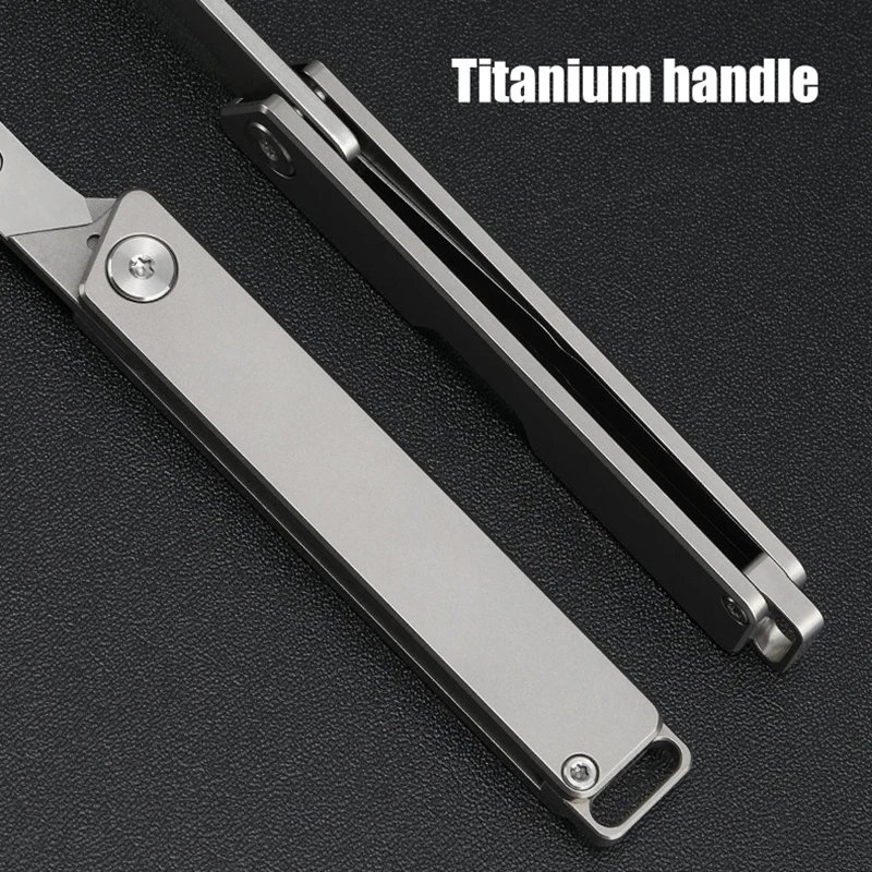 Titanium Alloy Scalpel Utility Knife Paper Open Box D2 Blade Quick Open Folding Knife No Lock Portable Pocket Key Chain Tool