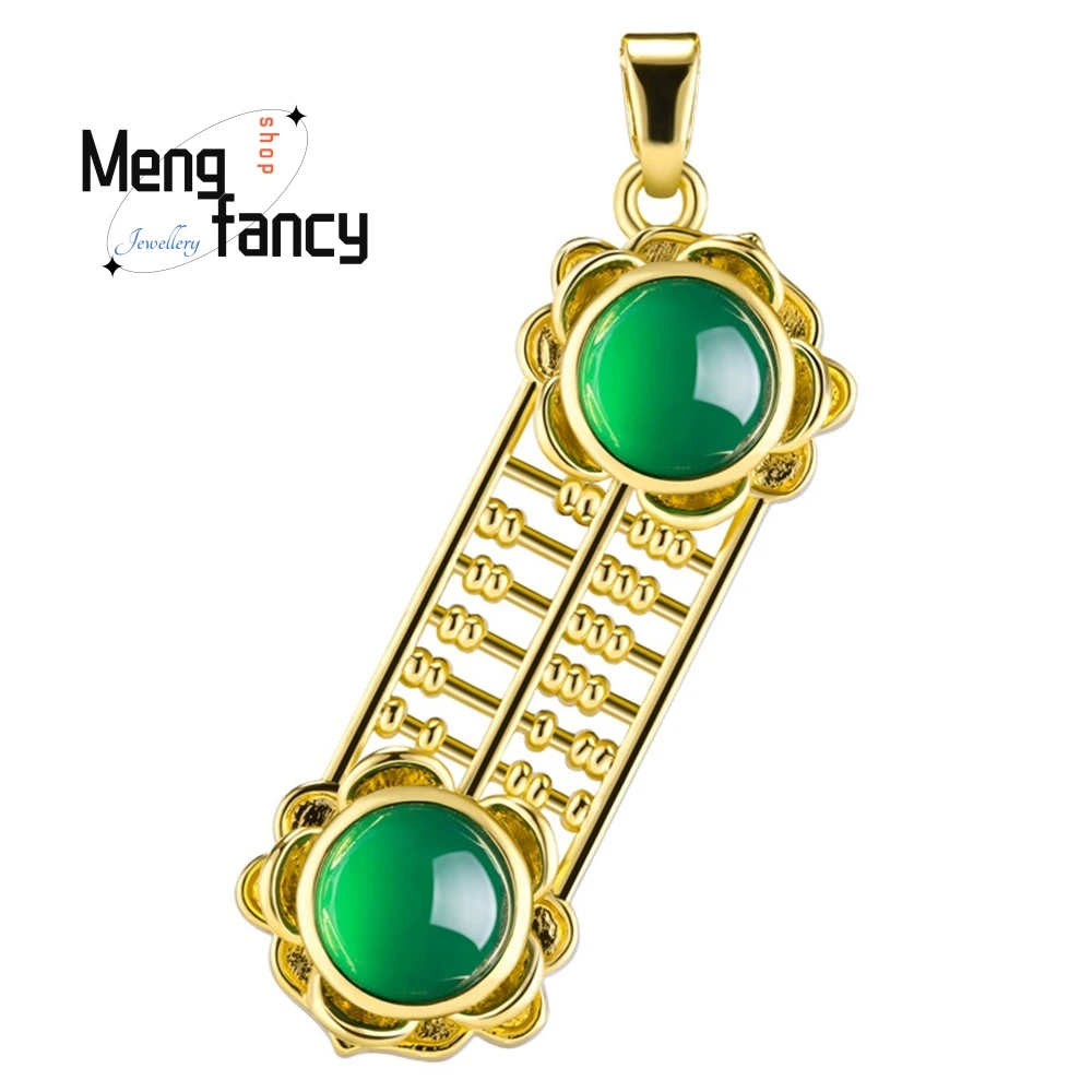 غرامة أصيلة العقيق الأخضر الطبيعي المعداد قلادة النحاس مطلية بالذهب الجليد قلادة المرأة قلادة الموضة الشعبية