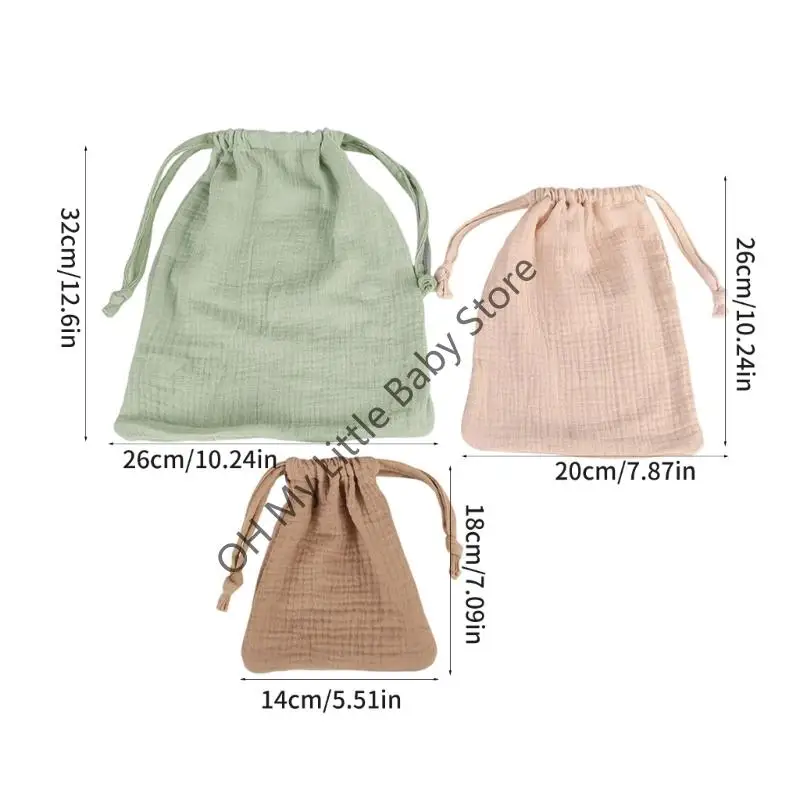 مجموعة أكياس برباط قطنية متعددة الأغراض M76C مكونة من 3 حقائب تخزين للأطفال الرضع ومستلزمات الحفاضات وتنظيم المنزل #6