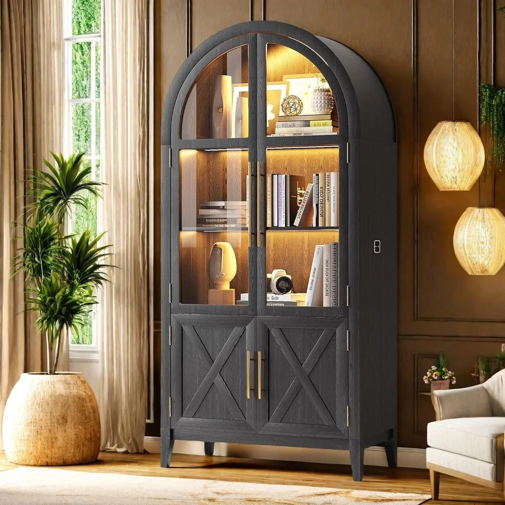 خزانة تخزين مقوسة بقدرة 75 بوصة مع أبواب زجاجية، وخزانة عرض حديثة مع 3 ألوان خفيفة، وحقيبة عرض زجاجية مع جسم الإنسان