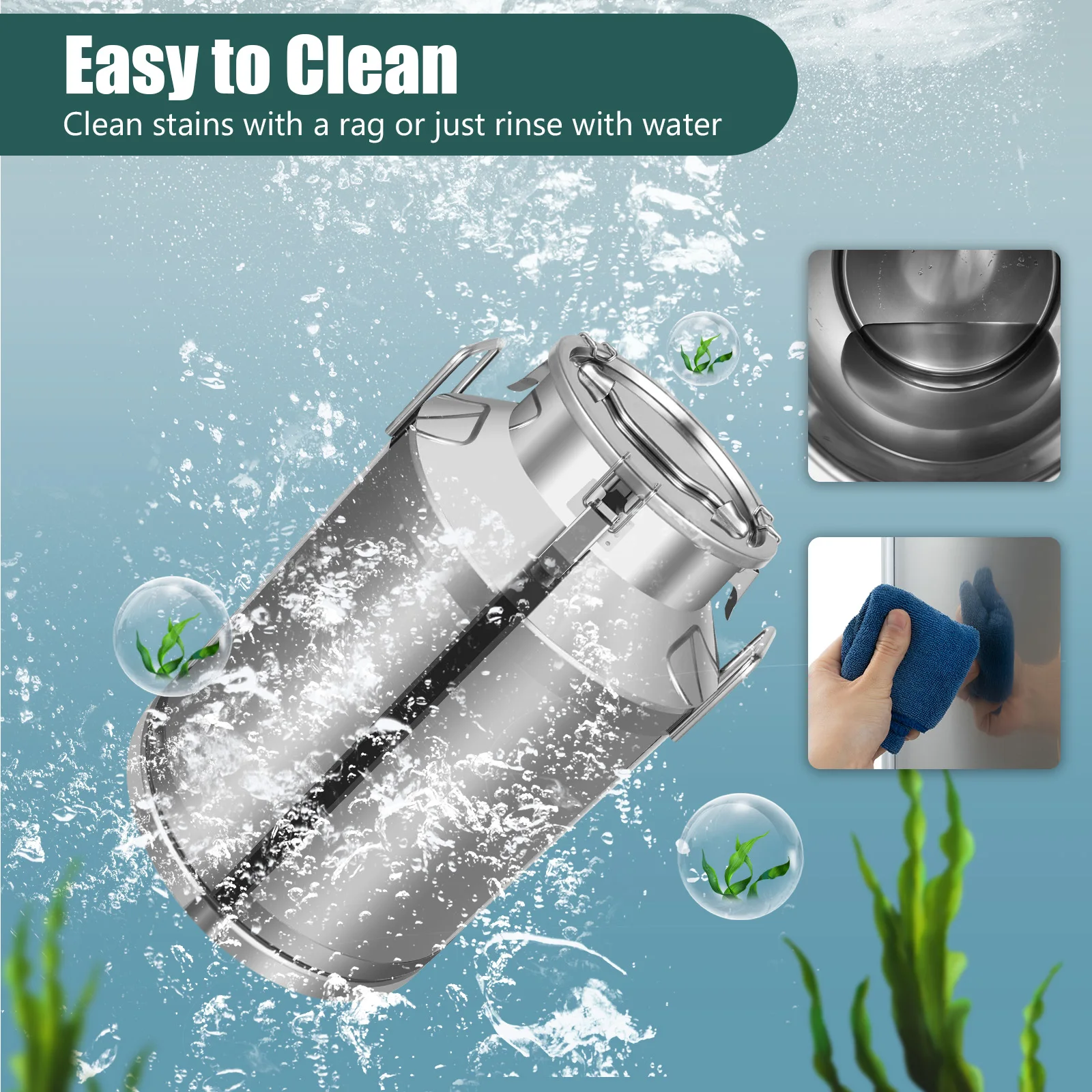 

Банка для молока на 60 л, кувшин для молока из нержавеющей стали 201, нержавеющее круглое герметичное ведро для столовых ложек/магазинов на завтрак/семей/чайных магазинов