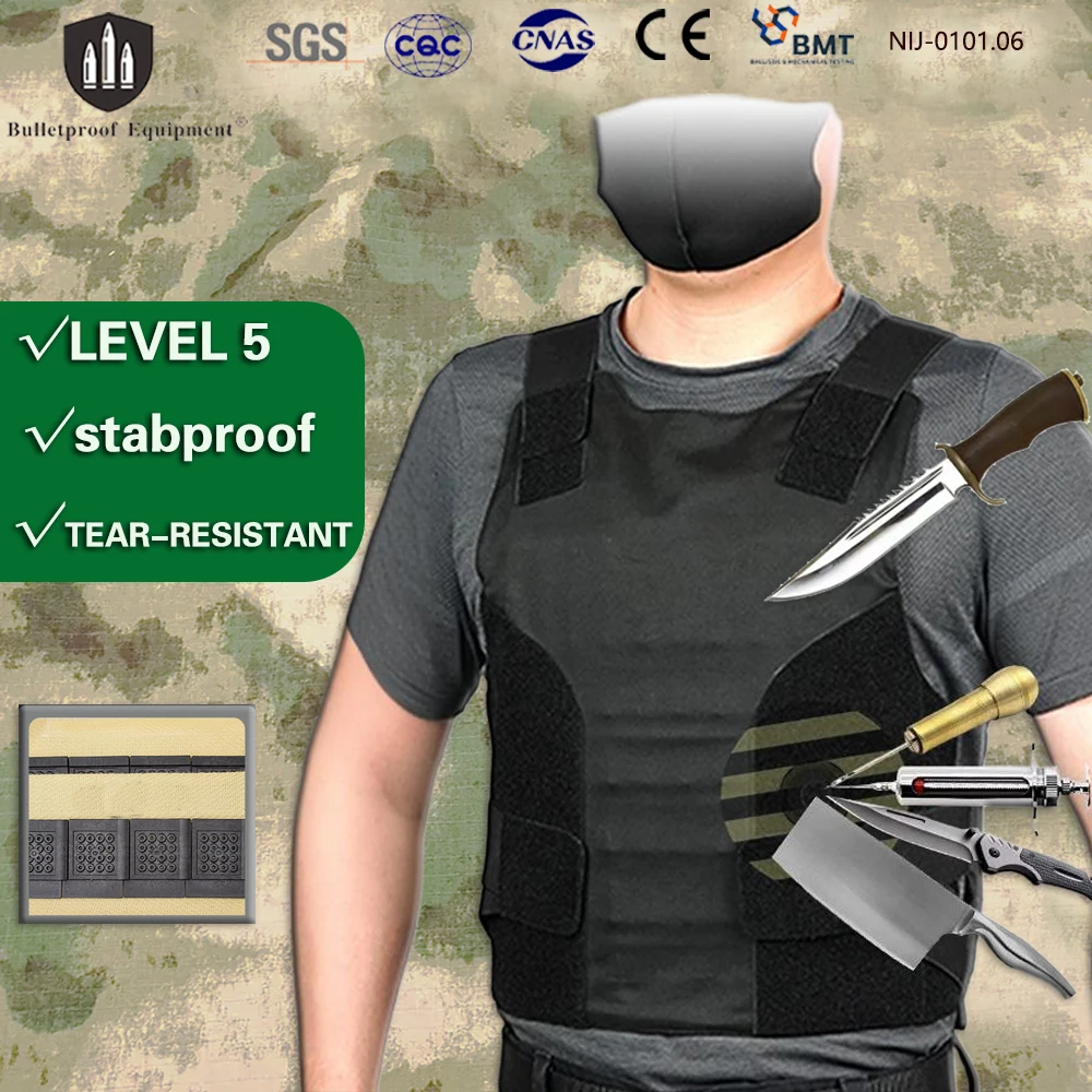 

NIJ 0115.00 Level 5 VPAM Carbon Fiber Stab Proof Vest Anti Stab Spike Proof Armor Self Defense Concealable Bodywear for Security