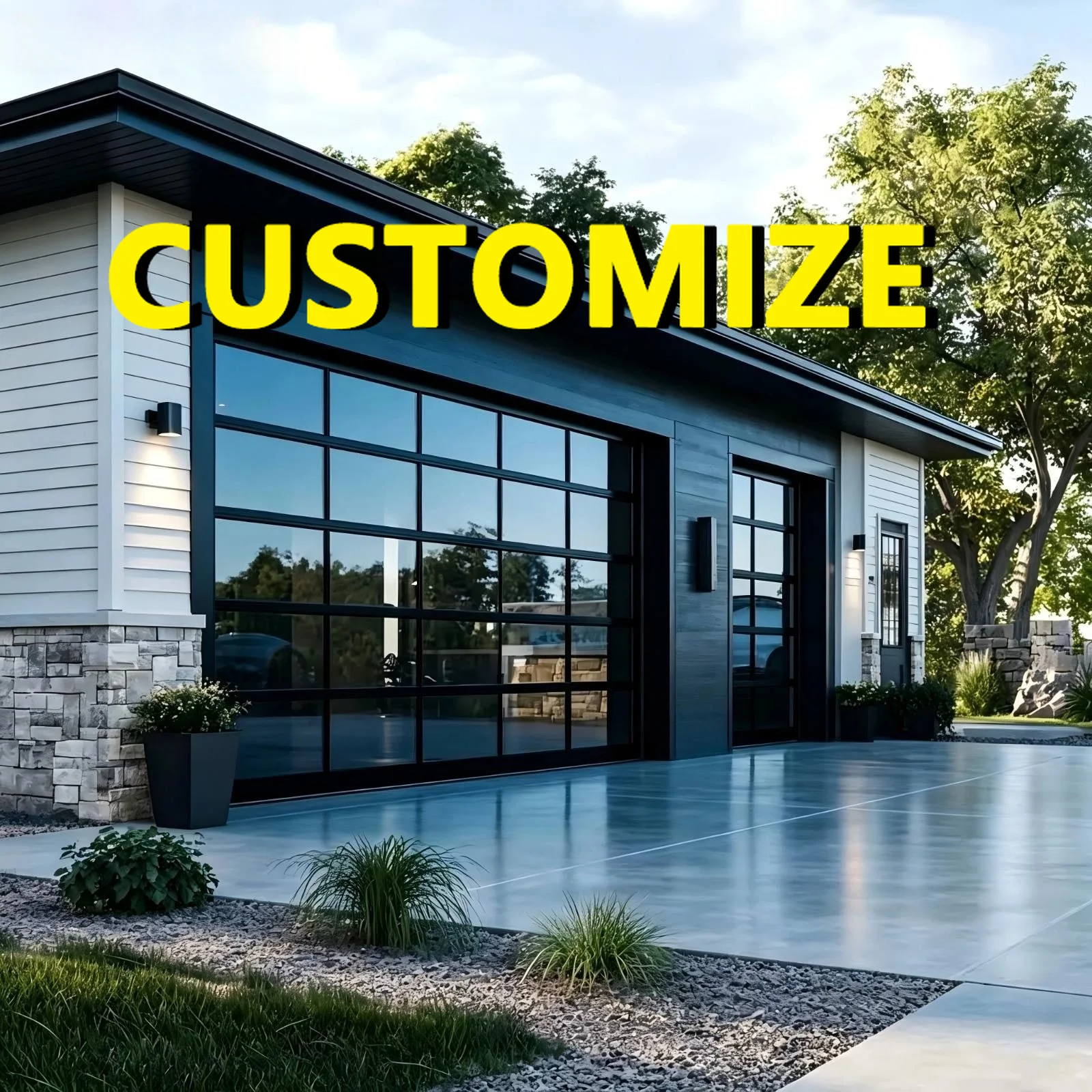Any Size Custom Child Lock Safety Aluminum Garage Door Anti Misoperation For Kids Remote Auto Lift Family Friendly Entry Door