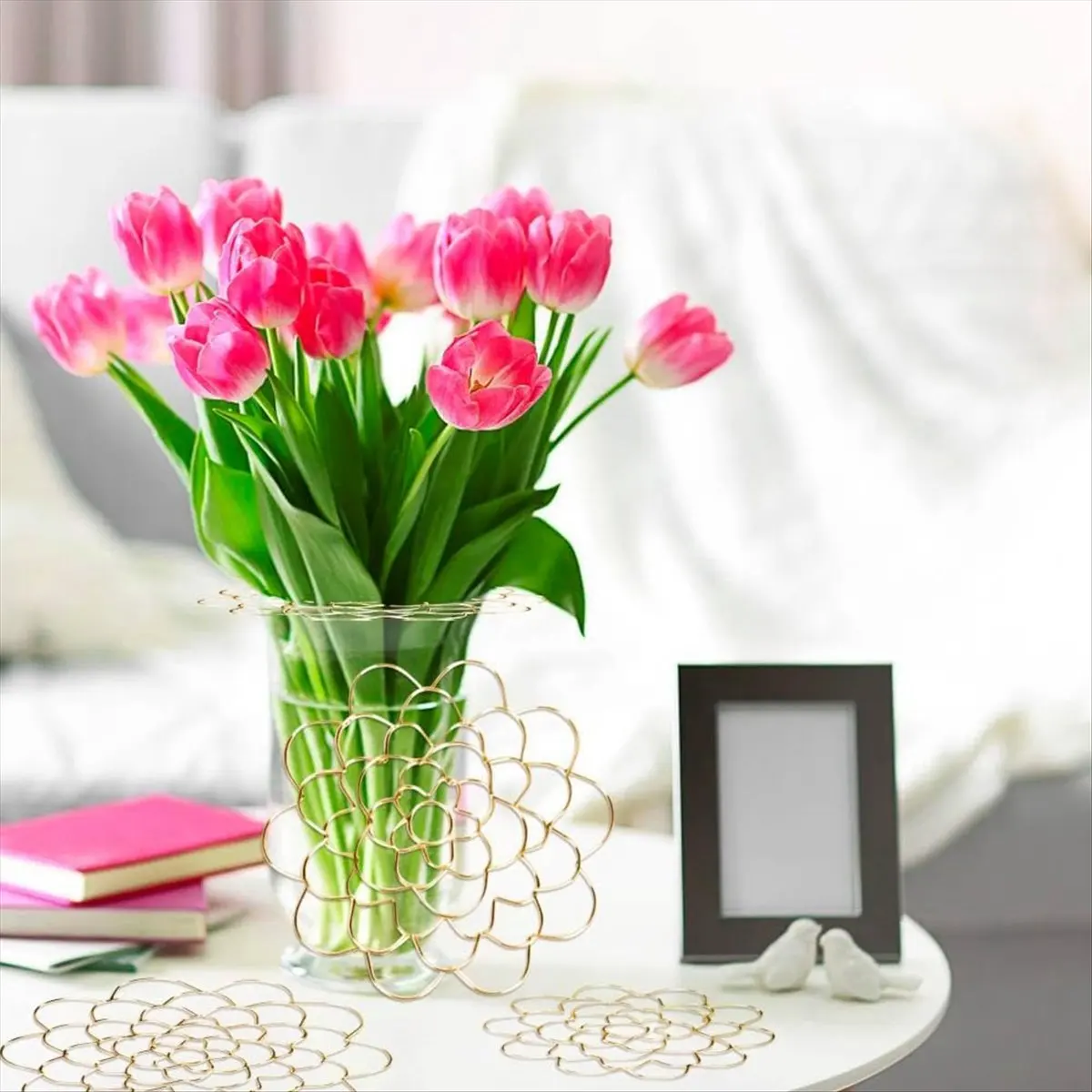 A013 Flower Arranger Holder Reusable Flower Frog Stainless Steel Flower Lid Arranger Metal Insert Floral Round Organizer