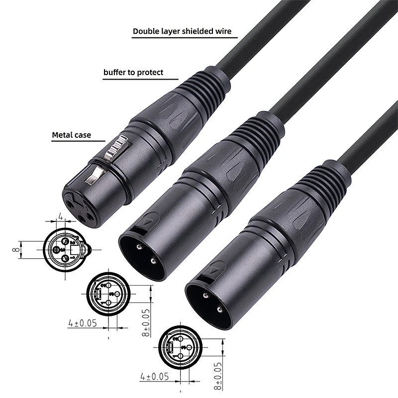 50 cm XLR Splitter Kabel Stecker auf Dual Weibliche Y-Splitter 3Pin Ausgewogene Mikrofon Linie Folie Geflochtene Abgeschirmt für Mikrofon