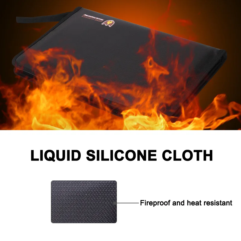 Fireproof Document Bag 12 Pockets Waterproof Fire Resistant Safe Envelope for Cash Passport Cash Passport Document Files