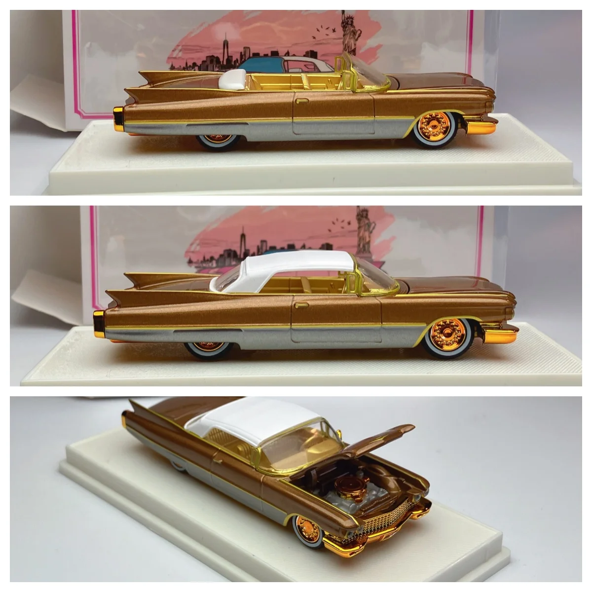 Mechanic 1:64 Brown Gold 1960 Muscle Deville Sports Model Diecast Display Car