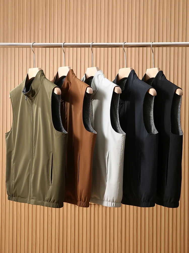 

Men's Casual Stand Collar Vest Spring Outdoor Tee-Proof Comfortable Breathable Smooth Fine Leisure Tank Top H Brand Stan...