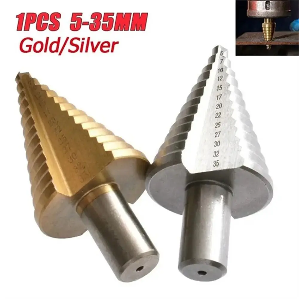 High Quality Wood Metal Hole Cutter Core Titanium Coated Drill Bit HSS Step Drill Straight Groove Step