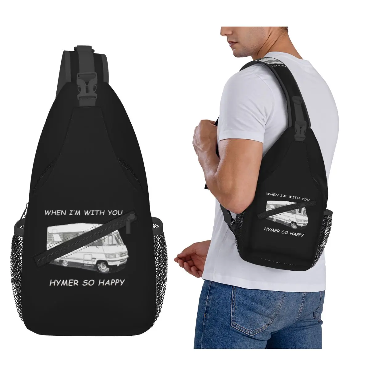 When I'm With You Hymer So Happy Chest Bag Men Sling Crossbody Backpack Chest Bag Traveling Hiking Daypack Shoulder Bag