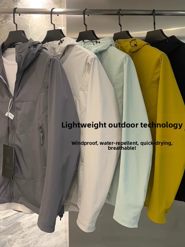 

Outdoor Men's Soft ell Jaet Lightweight 3D Tailored Windproof Water Resistant Spring Autumn Hooded ell Coat