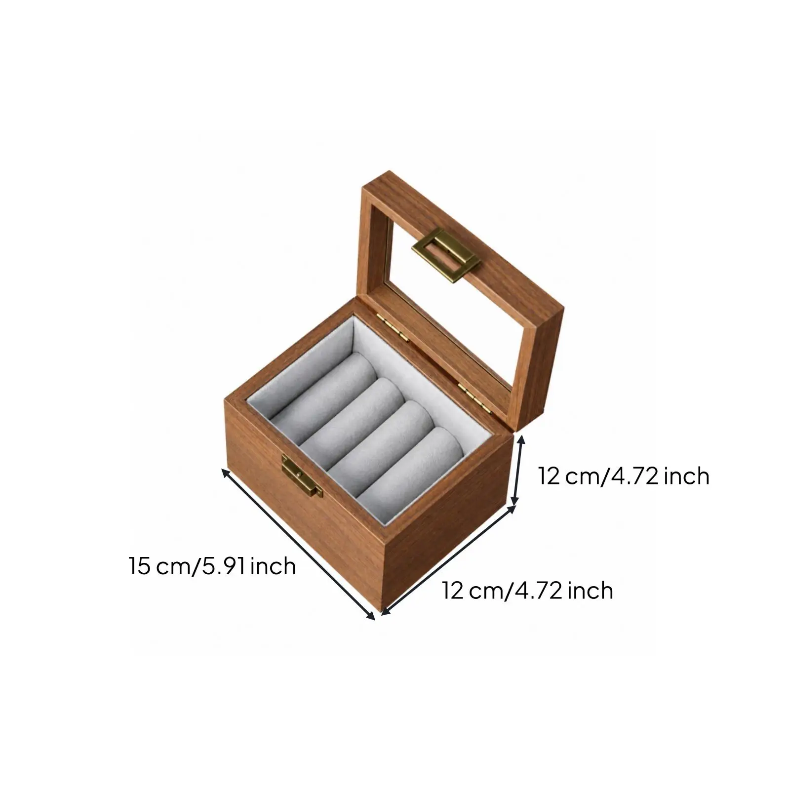 Jewelry Storage Case Wooden Bracelet Display Box with Glass Hinged Lid for Vanity Organization