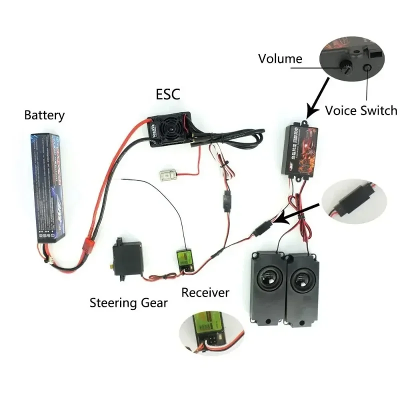 Simulador de sonido del motor, 10 tipos de sonido de repuesto para 1/10 1/8 1/6 RC, modelo de coche, Buggy sobre orugas, accesorios de carreras