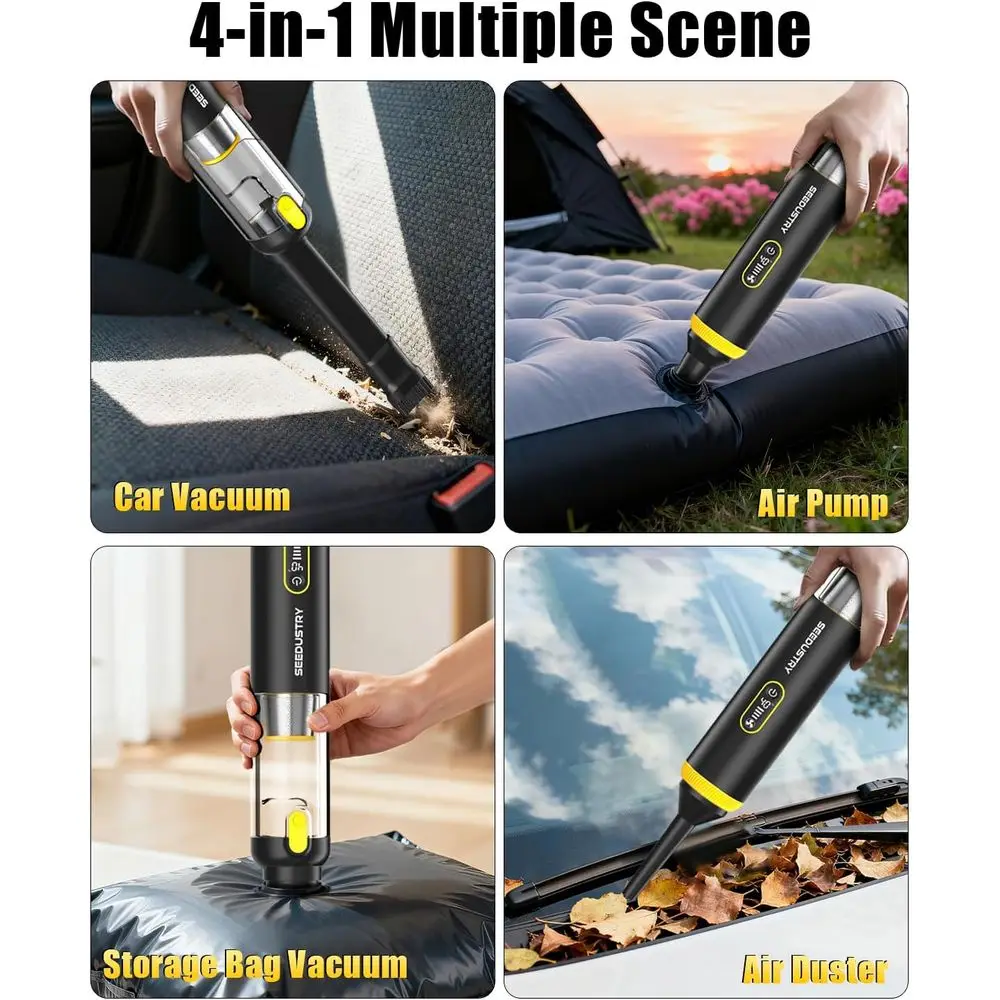 Mini aspirador portátil sem fio para carros, animais de estimação e casa com 3 modos de sucção e 6 bicos multiuso