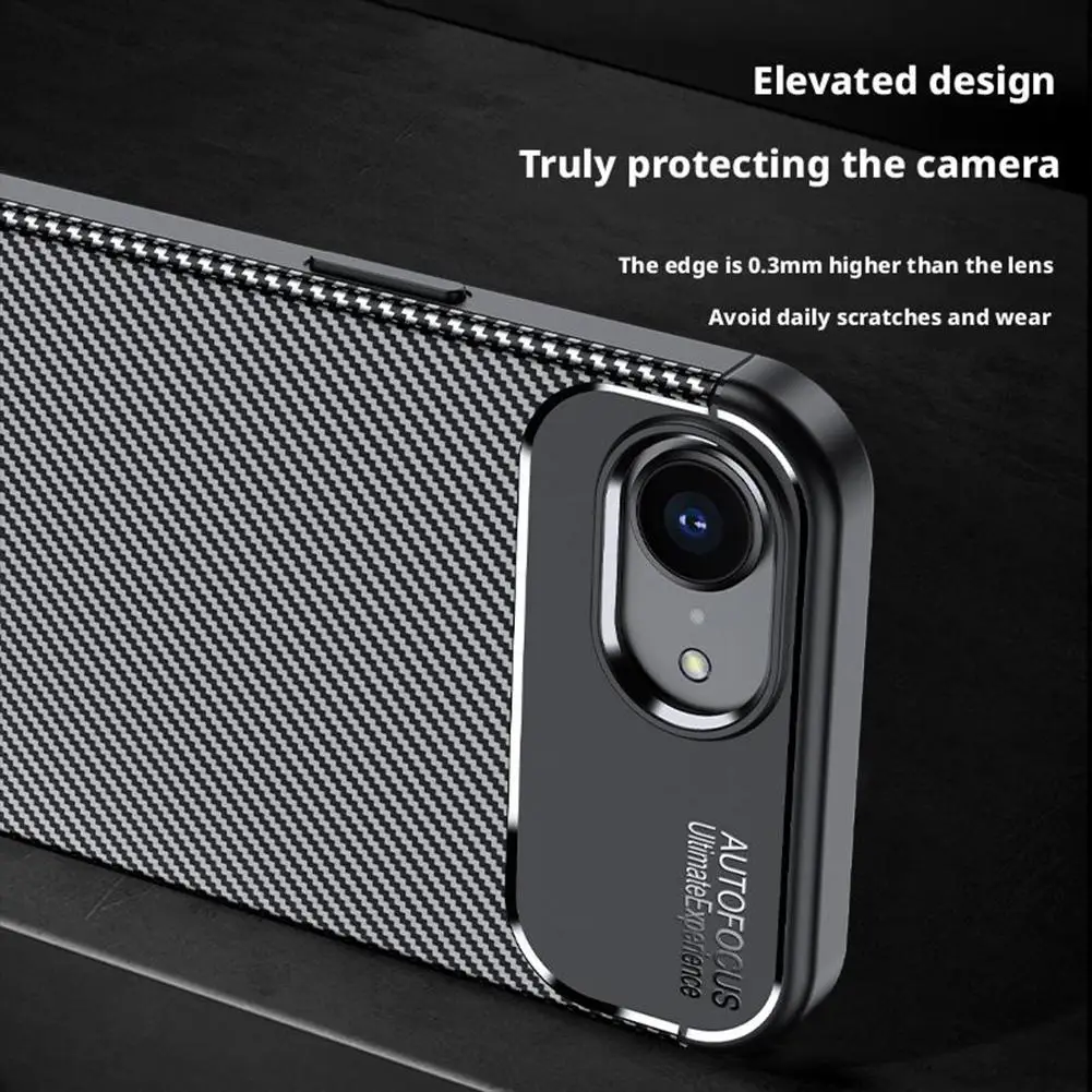 آيفون 16e حافظة واقية من ألياف الكربون الهاتف الوفير للصدمات المضادة للخدش عودة لينة حافظة من البولي يوريثان آيفون 16e اكسسوارات