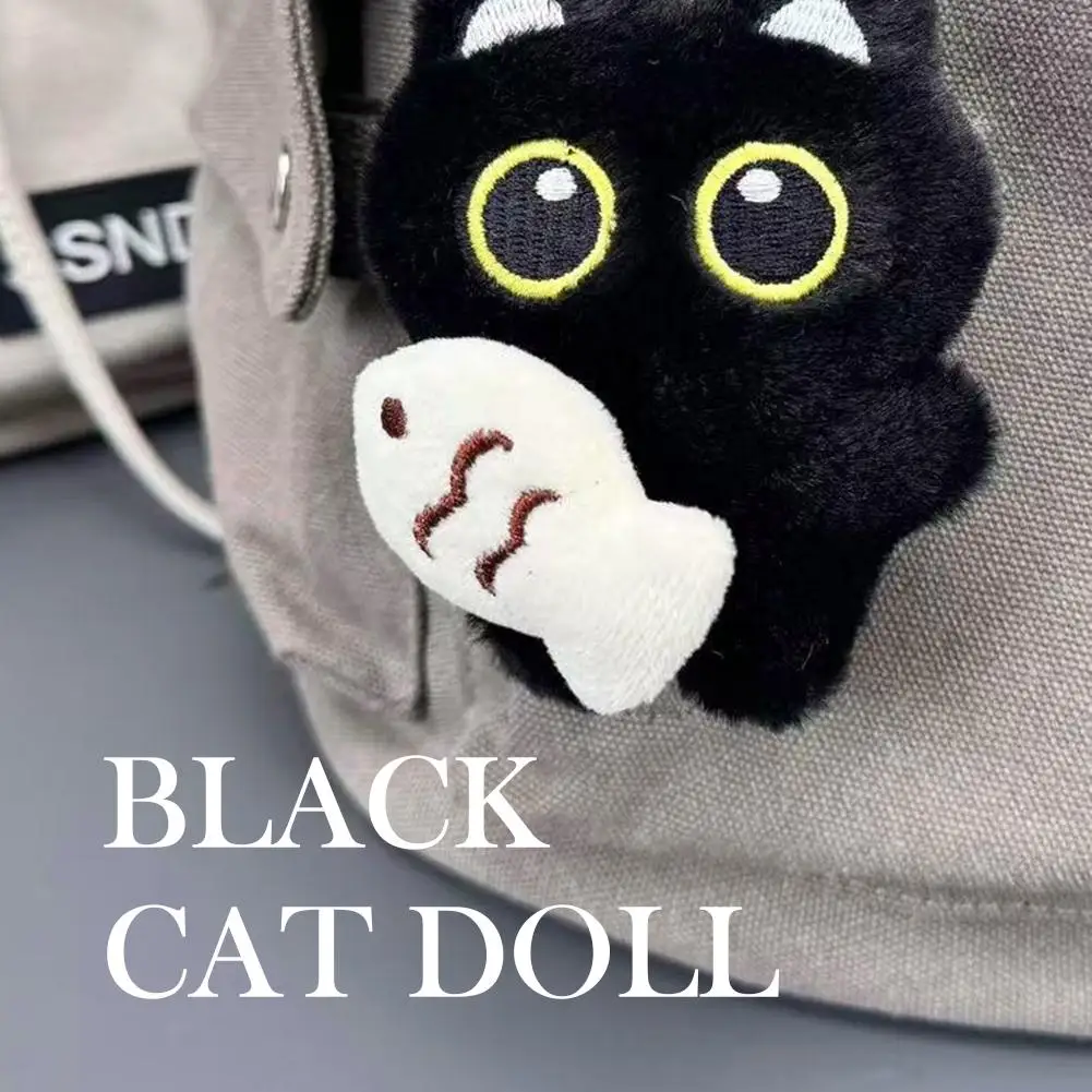 かわいい黒猫キーホルダー、ぬいぐるみキーリング、愛らしい漫画の猫ペンダント、バックパック/財布/バッグの装飾用（ギフトアイデア）