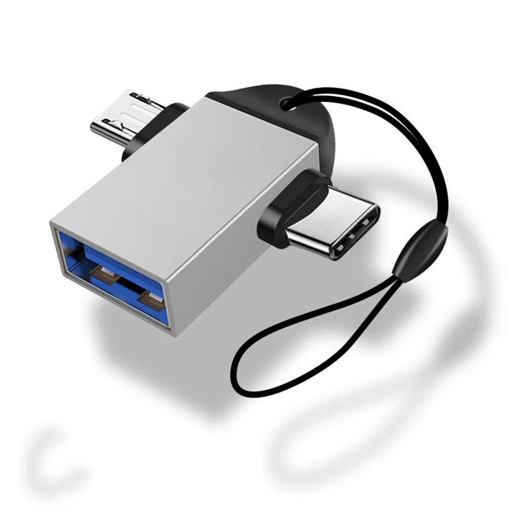 Mini 2 in 1 OTG Adapter USB 3.0 Female To Micro USB Male and Type C Male Connector Aluminum Alloy Converter For Xiaomi Samsung