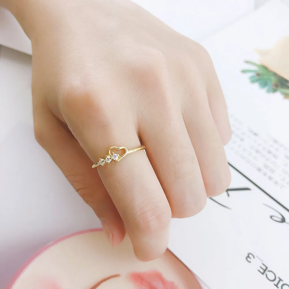 Dainty Ring For Women Jewellry Simple Cute Love Heart CZ Rose Gold Color Wedding Bride Gift Fashion Jewelry Wholesale R210