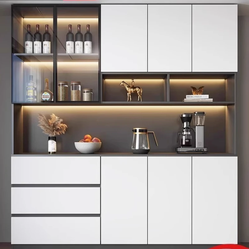 Station de Bar à café d'angle, organisateur de meubles pour casier à vin, accessoires de whisky, vitrine en verre avec portes en verre