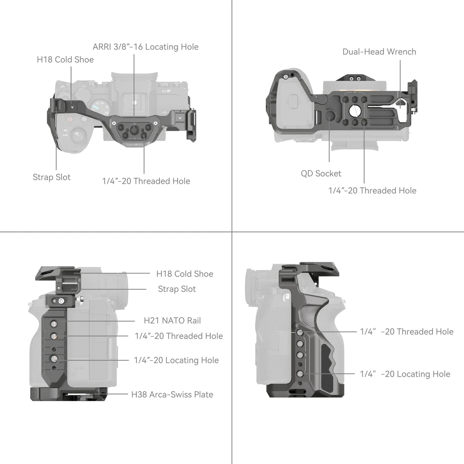 SmallRig HawkLock Quick Release Cage for Sony Alpha 7R V / Alpha 7 IV / Alpha 7S III / Alpha 1 / Alpha 7R IV Camera Accessories