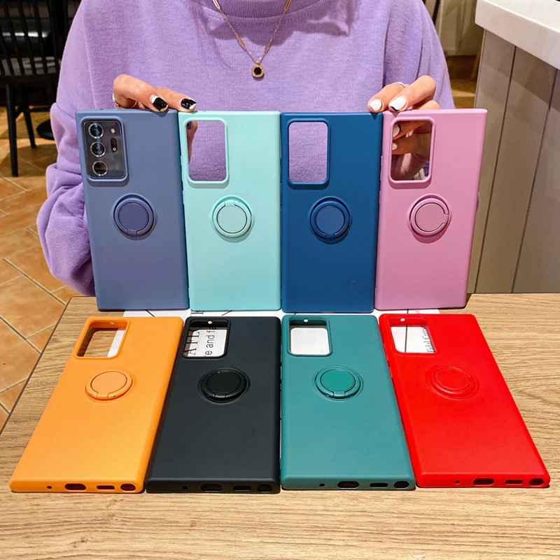 Magnetic Silicone Case For Samsung Galaxy S20 S21 Fe S22 Ultra Plus A52 A53 A12 S10 S9 S8 S Note 20 10 S10E 5G Cover Ring Holder