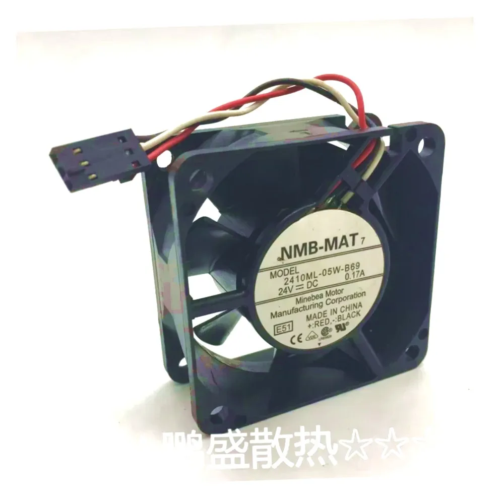 NMB-MAT 2410ML-05W-B69 E51 DC 24V 0.17A 60x60x25mm 3-Wire Server Cooling Fan