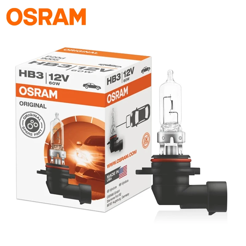 Lâmpada Halógena OSRAM 9005 HB3 12V 60W 3200K P20d para Farol de Carro, Luz de Condução 3200K, Feixe Alto e Baixo, Linha ORIGINAL para Lexus Honda