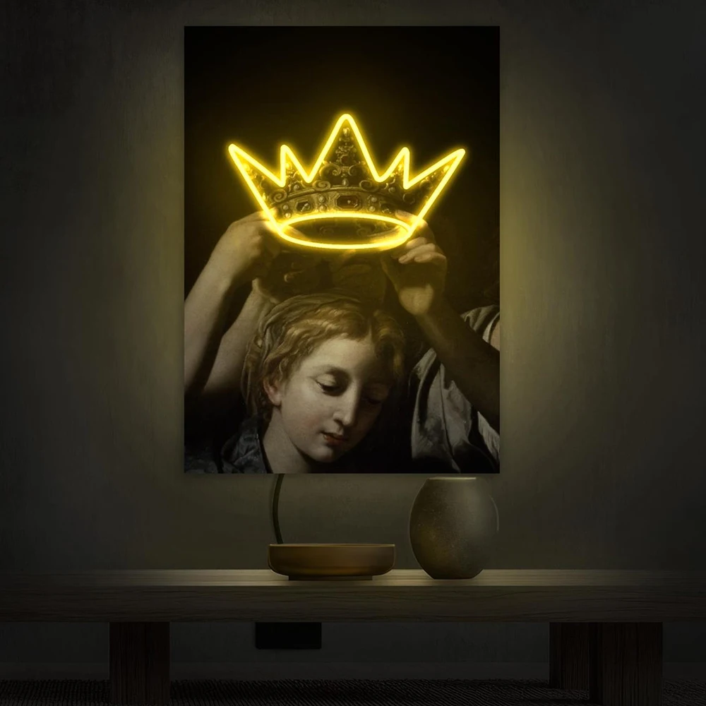 Crown Neon Sign for Living Room Bedroom Decoration Pop Art Artwork Led Light Woman Wall Decor Custom Neon Sign Personalized Gift