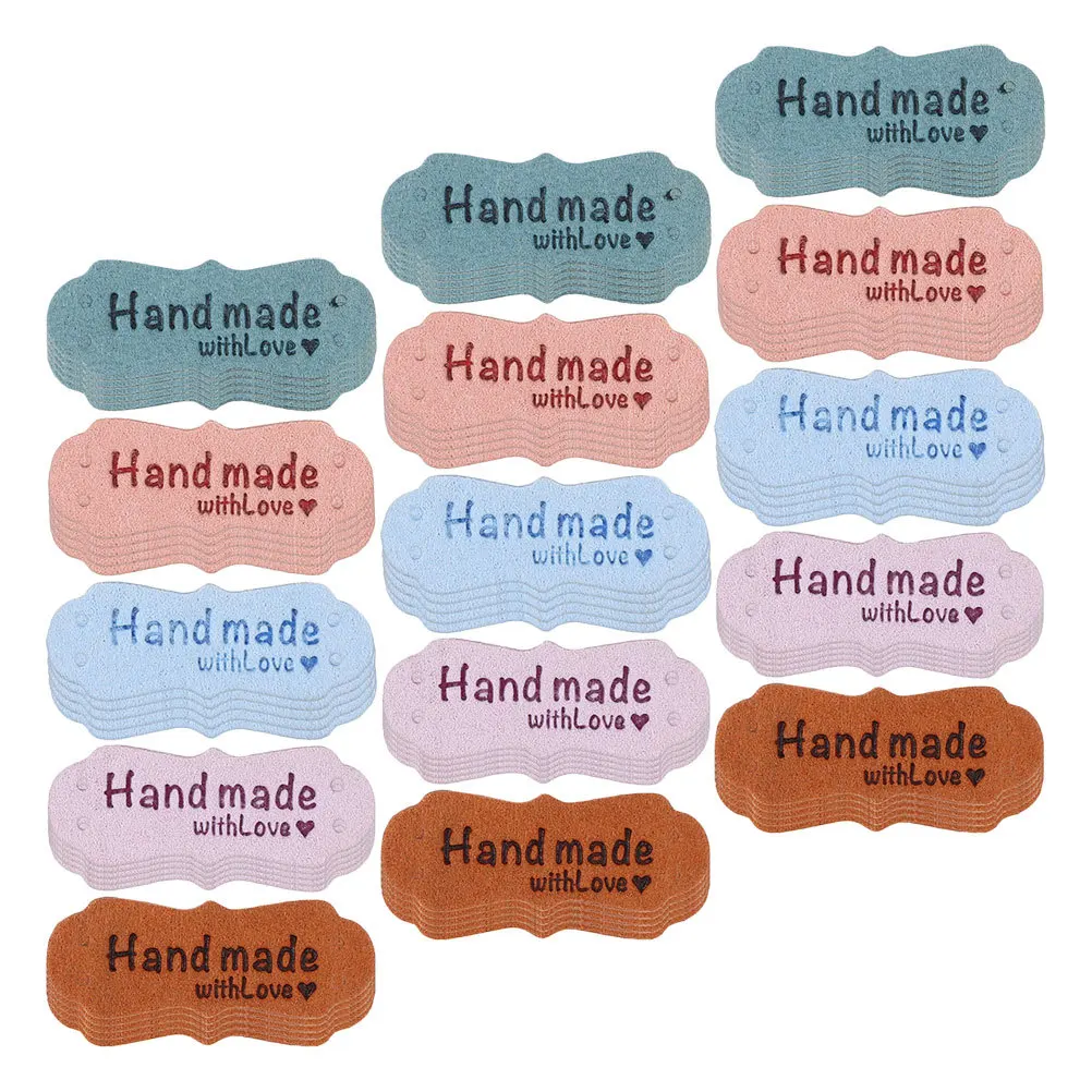 

100Pcs Handmade Embossed Suede Labels for DIY Fashion Accessories Soft Durable Sewing Tags for Clothes Handmade Label Tags