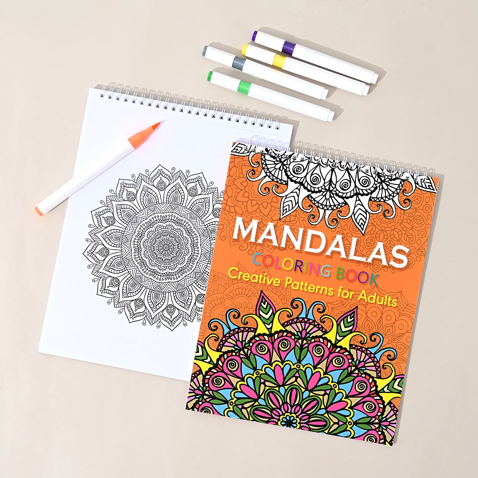 Mandala Animal Patterns Spiral Coloring Books Hardcover Papers With Relaxing  Drawings Color Pages For Adults 20 Sheets