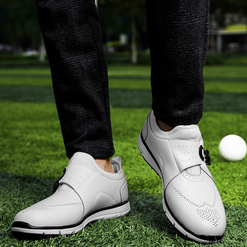 Men's Fashion Golf Shoes Walking Shoes Waterproof Leather Golfer Sports Shoes Non-Slip Leather Sports Outdoor Sneakers