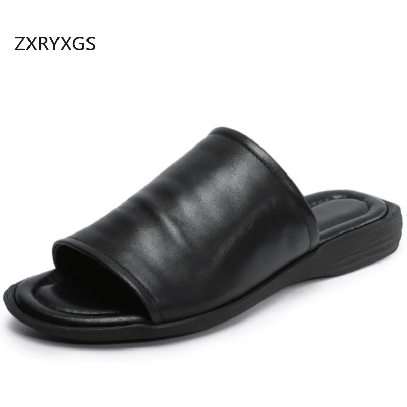 zxryxgs-premium-cowhide-open-toe-fish-mouth-slippers-2026-new-summer-genuine-leather-outerwear-slippers-flat-casual-slippers