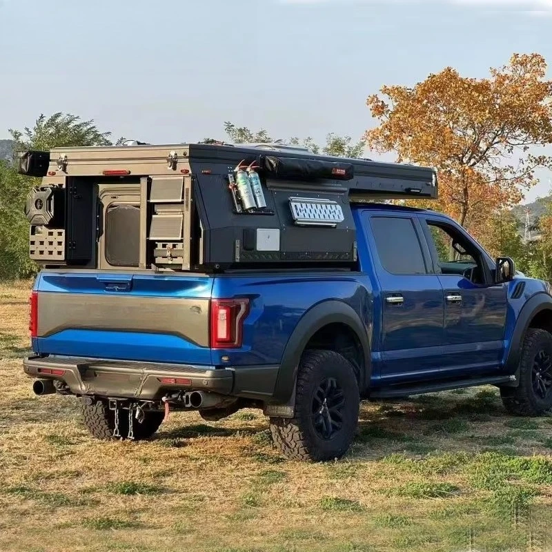 Outdoor Truck Camper Camping Roof Top Tent With Pickup Truck Canopy Aluminum Pop-Up Campers Hard Shell