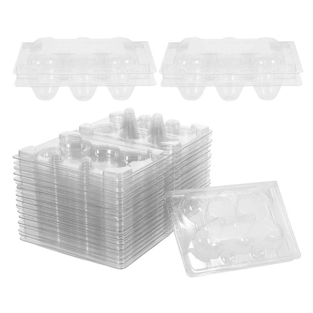 

100pcs Quail Egg Cartons Clear Pvc 6-Count Tray Egg Holder Bulk Portable Oil Water Resistant Storage For Home Catering Retail