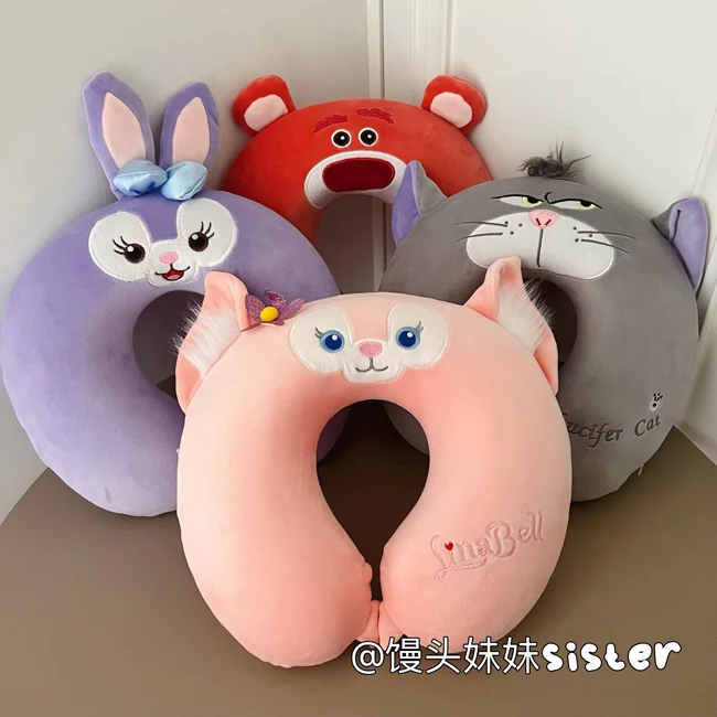 Kirby Memory Foam Comfortable U-shaped Neck Pillow Sanrio Hello Kitty Cinnamoroll Sullivan Lucifer Cat Travel Nap Pillow Gift