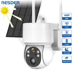 4MP PTZ Wifi Solar Camera Built-in Battery Outdoor Night Vision Long Time Standby 2MP CCTV Surveillance Camera Solar Panel iCSee