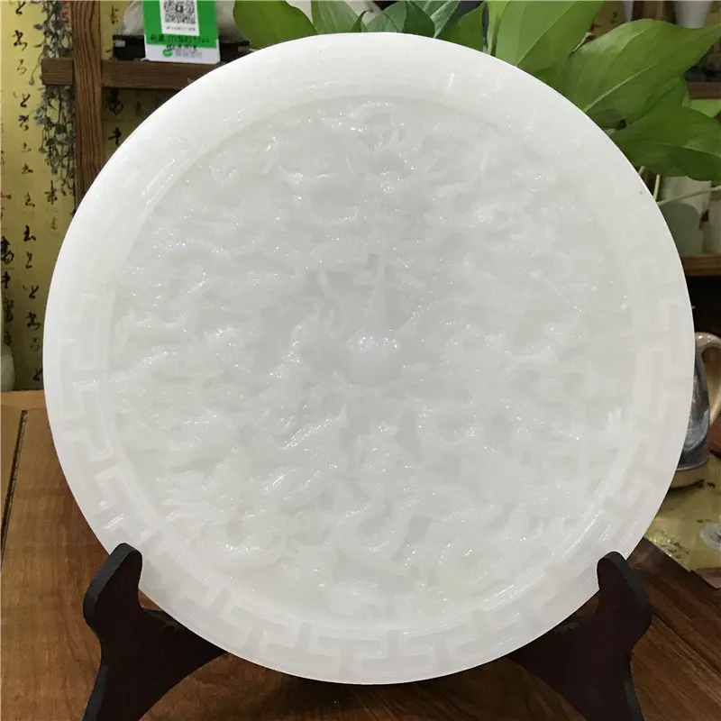 Afghan white jade dragon wall ornaments, antique-style Han white jade ornaments, business gifts