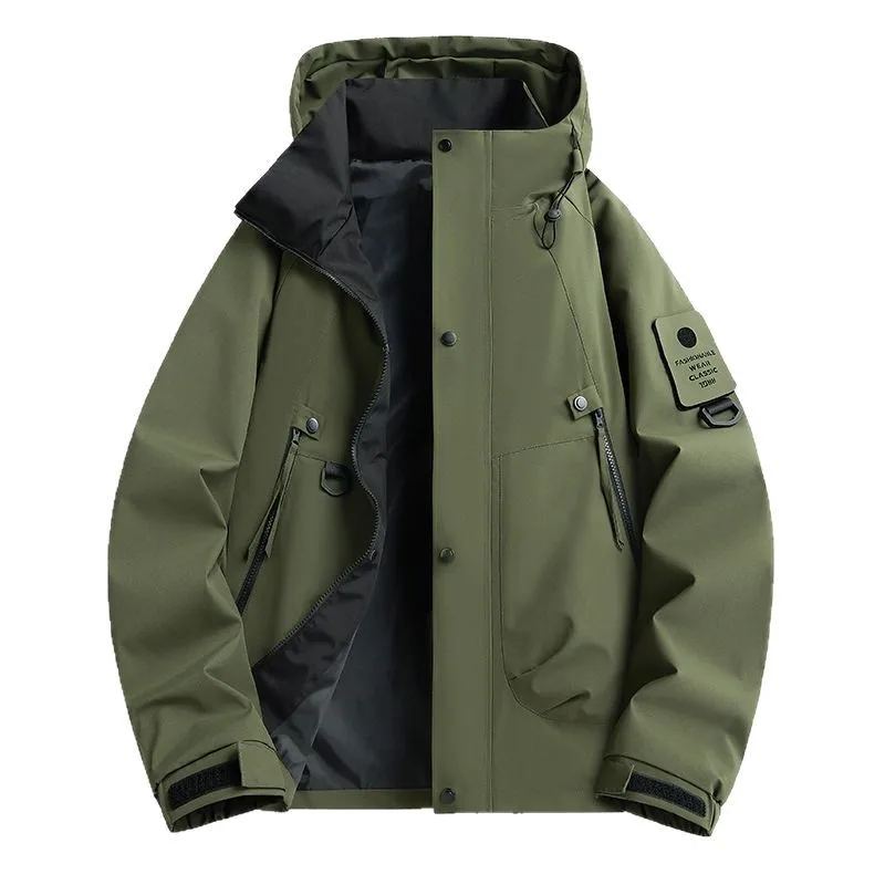 Spring Autumn Windbreaker Men Outdoor Windproof Jacket Handsome Hooded Workwear Coat Mountaineering Cycling Waterproof Jacket