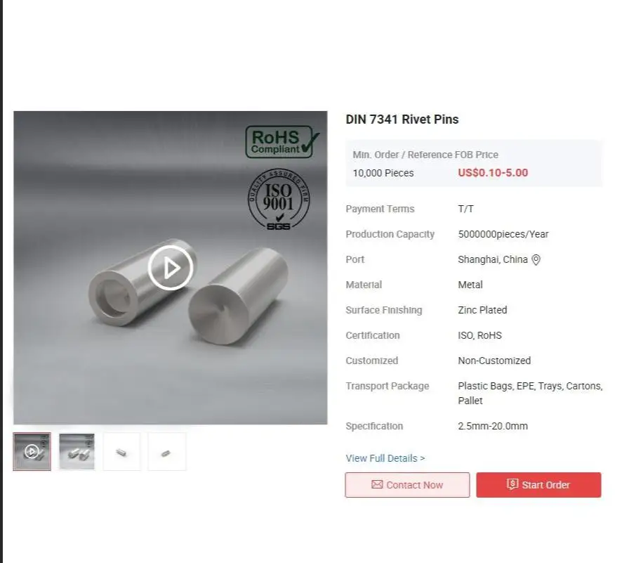 Din 7341 rebite pinos