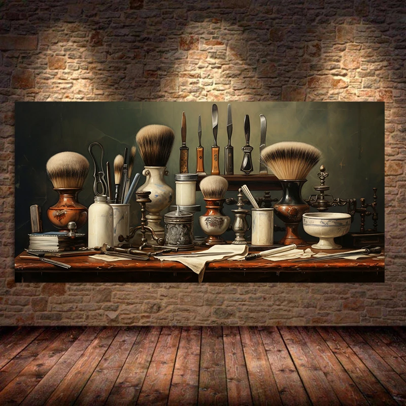 Vintage Barber Tools Canvas Painting Barber Shop Sign Scissor Comb Poster Print Hairdressers Shop Wall Decor Cuadros