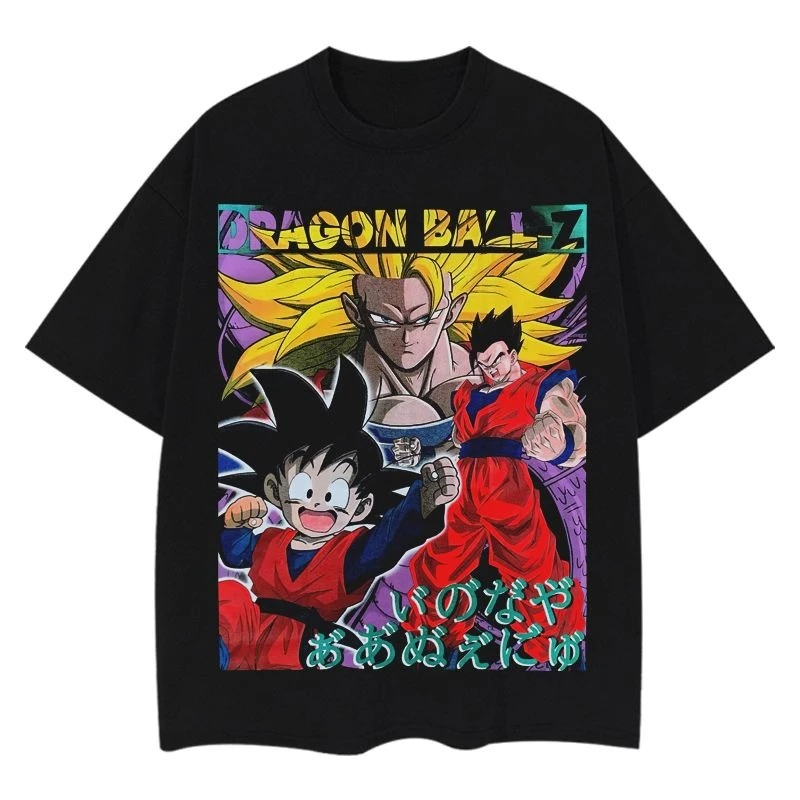 

Three dragon ball animation 180g heavy T-shirt comic pattern printing summer loose street men and women short sleeves