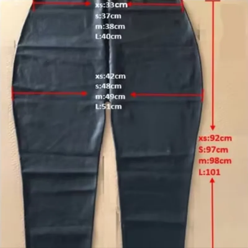 Sexy Woman Latex Stretch Pencil Pants Slim Bodycon Trousers Ladies Shiny Rubber Seameless Leggings Trousers