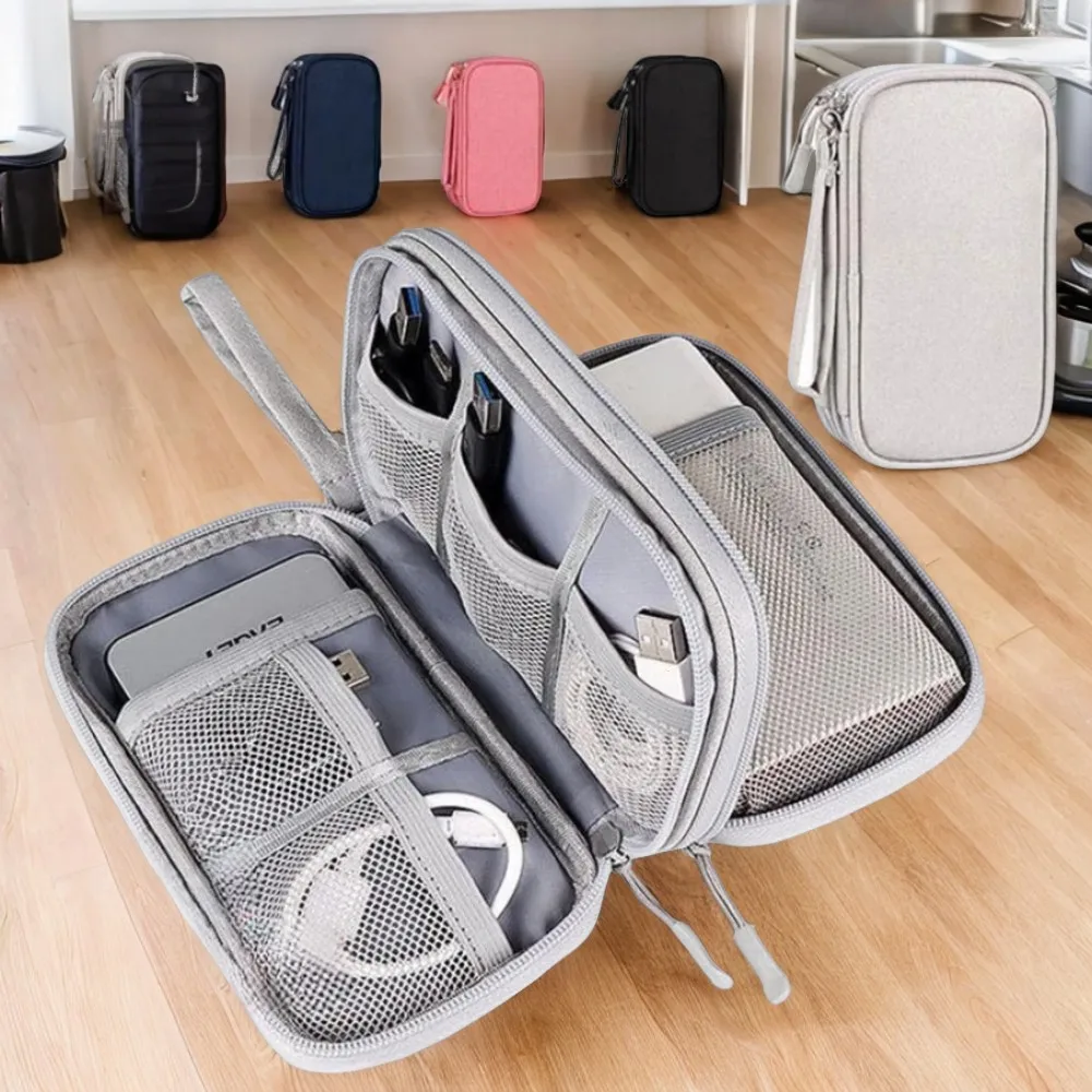 Travel Portable Multi-layer Digital Product Bag USB Data Cable Headset Charging Organizer Box Fingerprint module