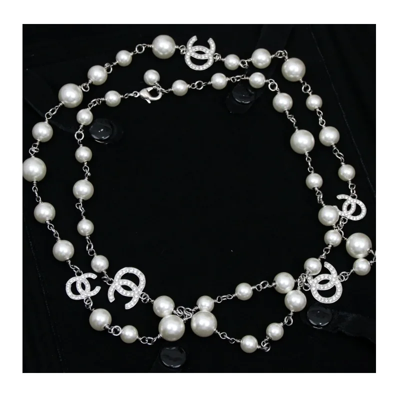 

Длинное двойное жемчужное ожерелье-цепочка для свитера, женское, легкое, роскошное, многослойное, модное, универсальное, осенне-зимний аксессуар